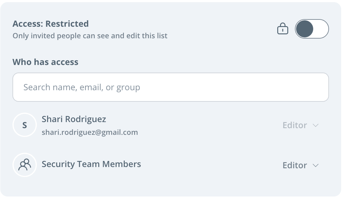 Figure 4: assigning lists to groups of users
