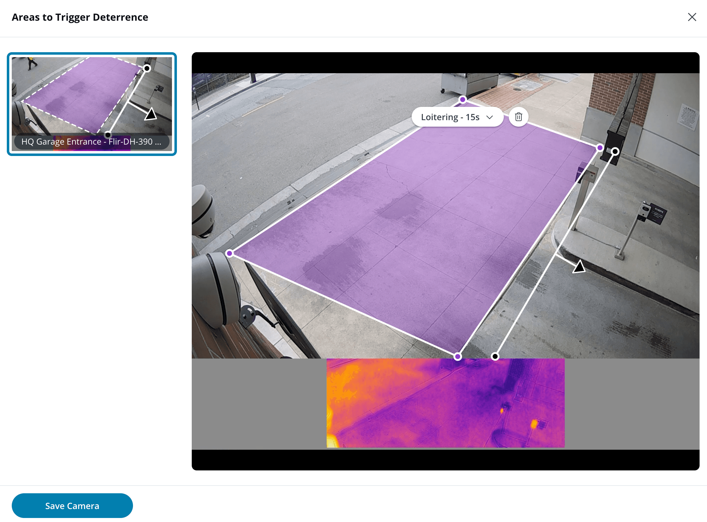 AI deterrence on third party camera