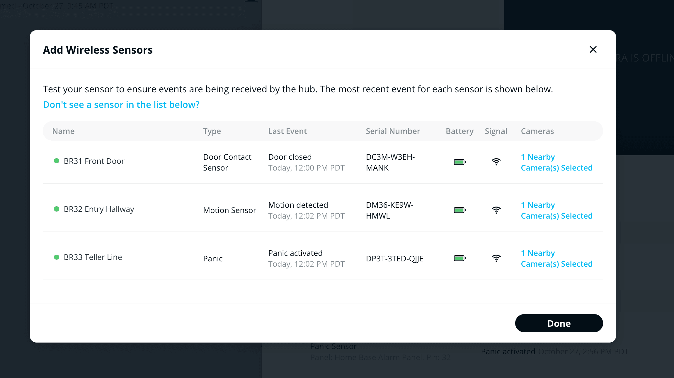 add sensor modal