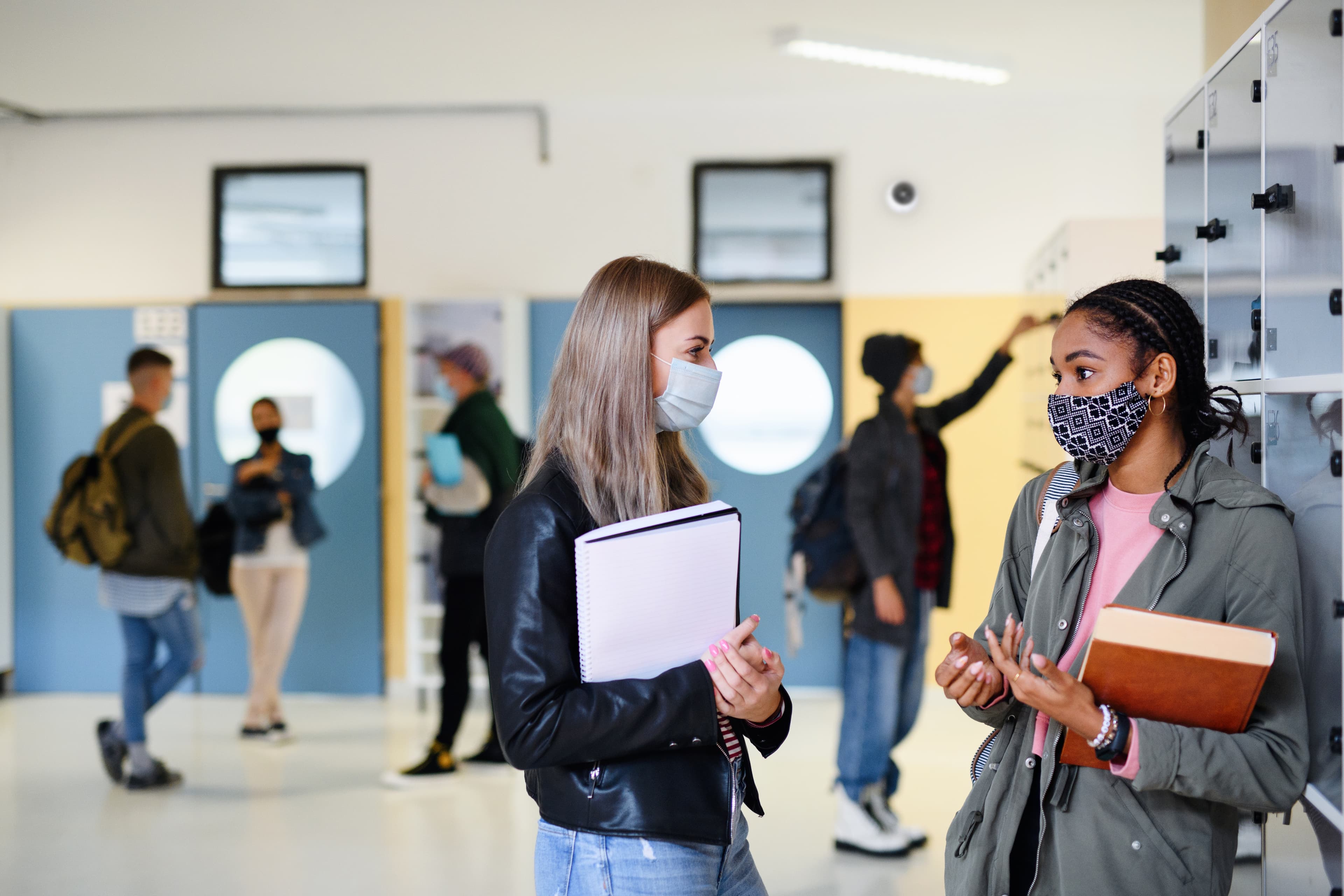 students with masks