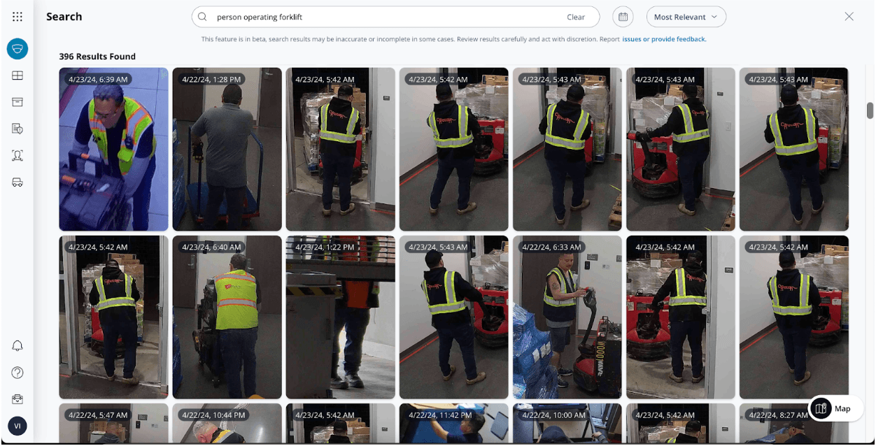 Person driving forklift results for AI-powered search