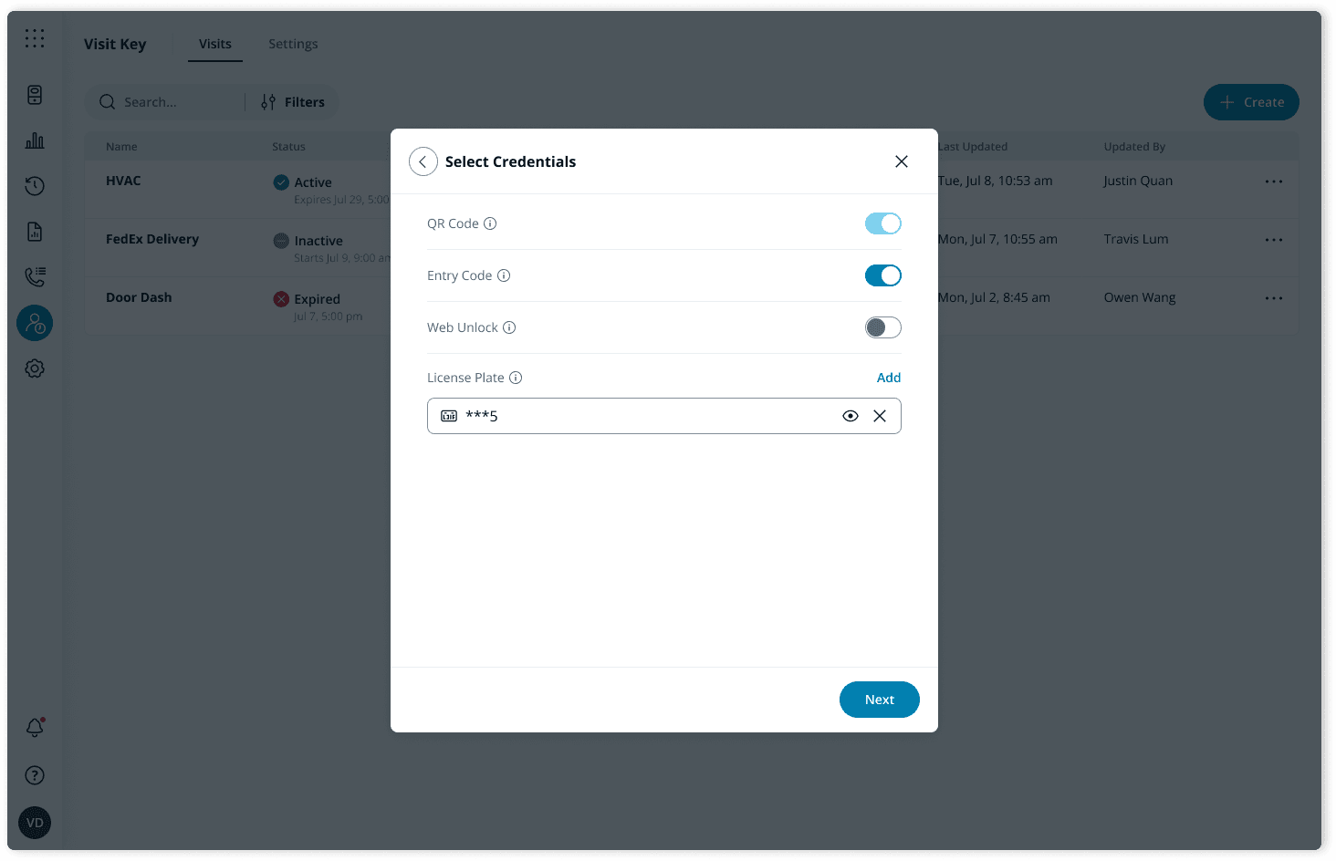 Intercom Visit Key Set-Up